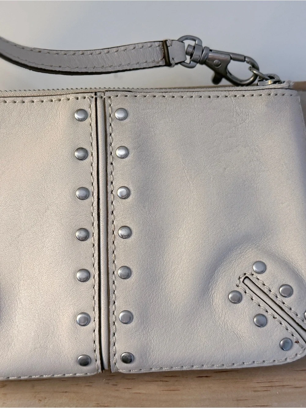 Michael Kors Light Cream Leather Studded Wristlet